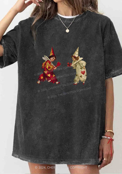 Heart Bow Knot Kids Y2K Washed Tee Cherrykitten