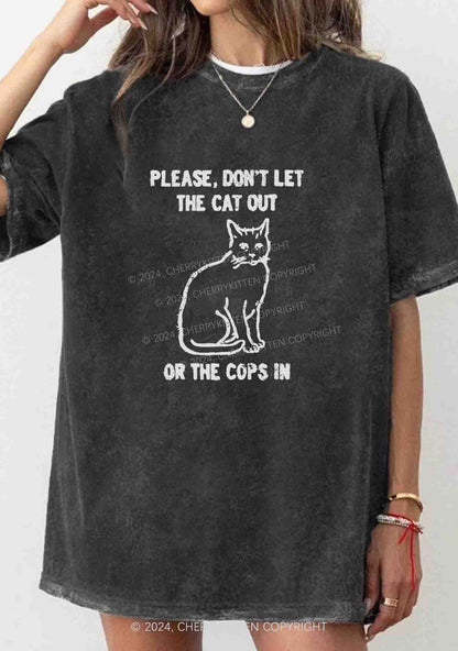 Don't Let The Cat Out Y2K Washed Tee Cherrykitten