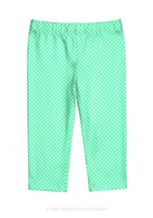 Mint Green Checkered Y2K Print Capri Pants Cherrykitten
