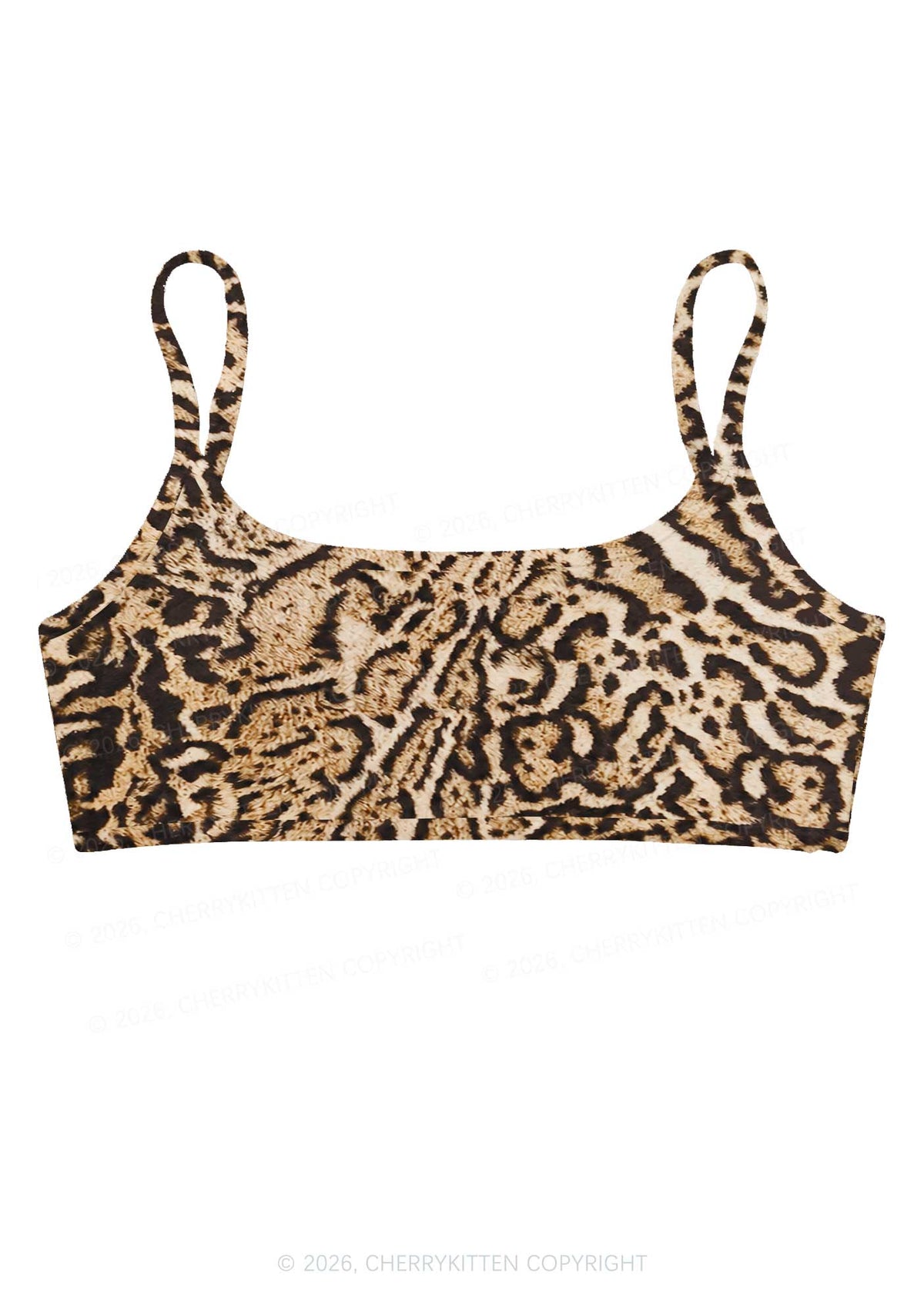 Brown Black Leopard Y2K Print Super Crop Cami Cherrykitten