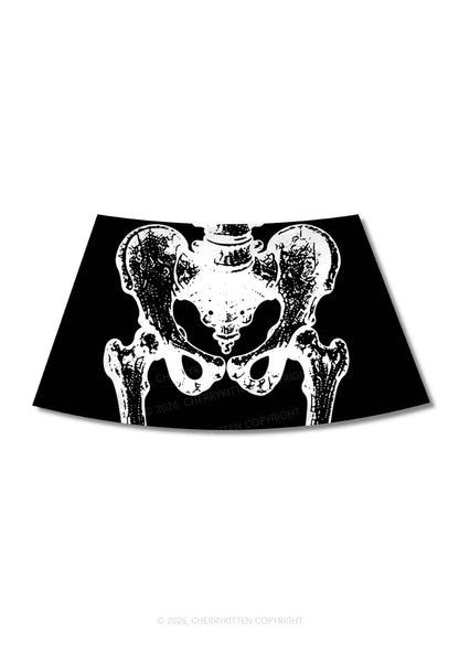 Halloween Anatomical Pelvis Y2K Print Mini Skirt Cherrykitten