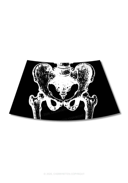 Halloween Anatomical Pelvis Y2K Print Mini Skirt Cherrykitten