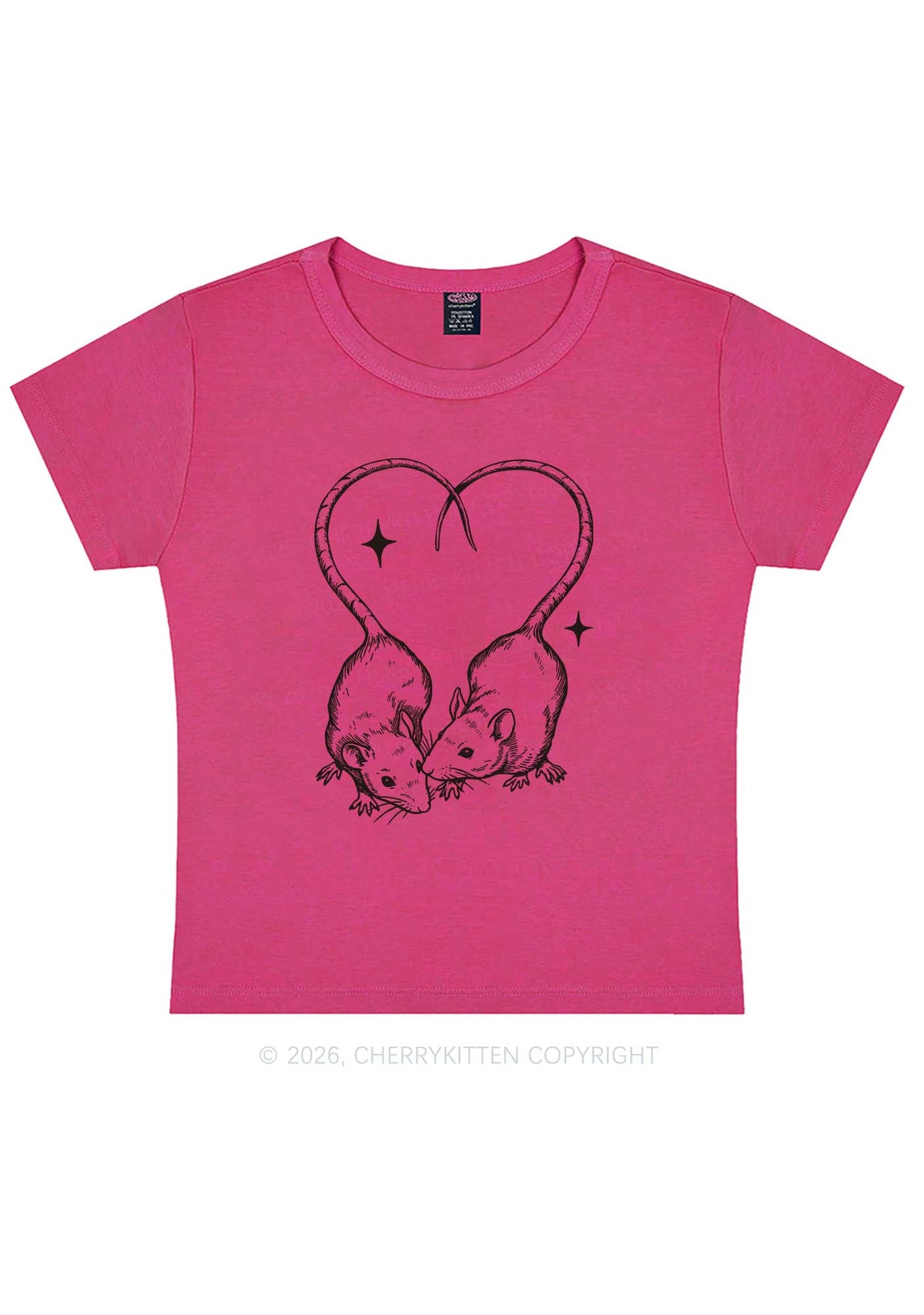 Two Rats Heart Tail Y2K Baby Tee Cherrykitten