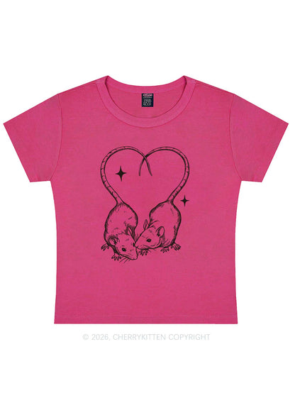 Two Rats Heart Tail Y2K Baby Tee Cherrykitten