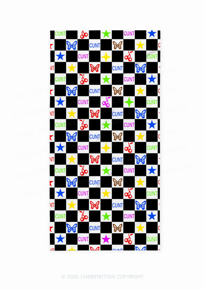 Black White Checkered Cxxt Y2K Beach Towel Cherrykitten