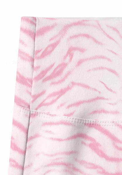 Pink Tiger Stripe Y2K Print Gym Shorts Cherrykitten