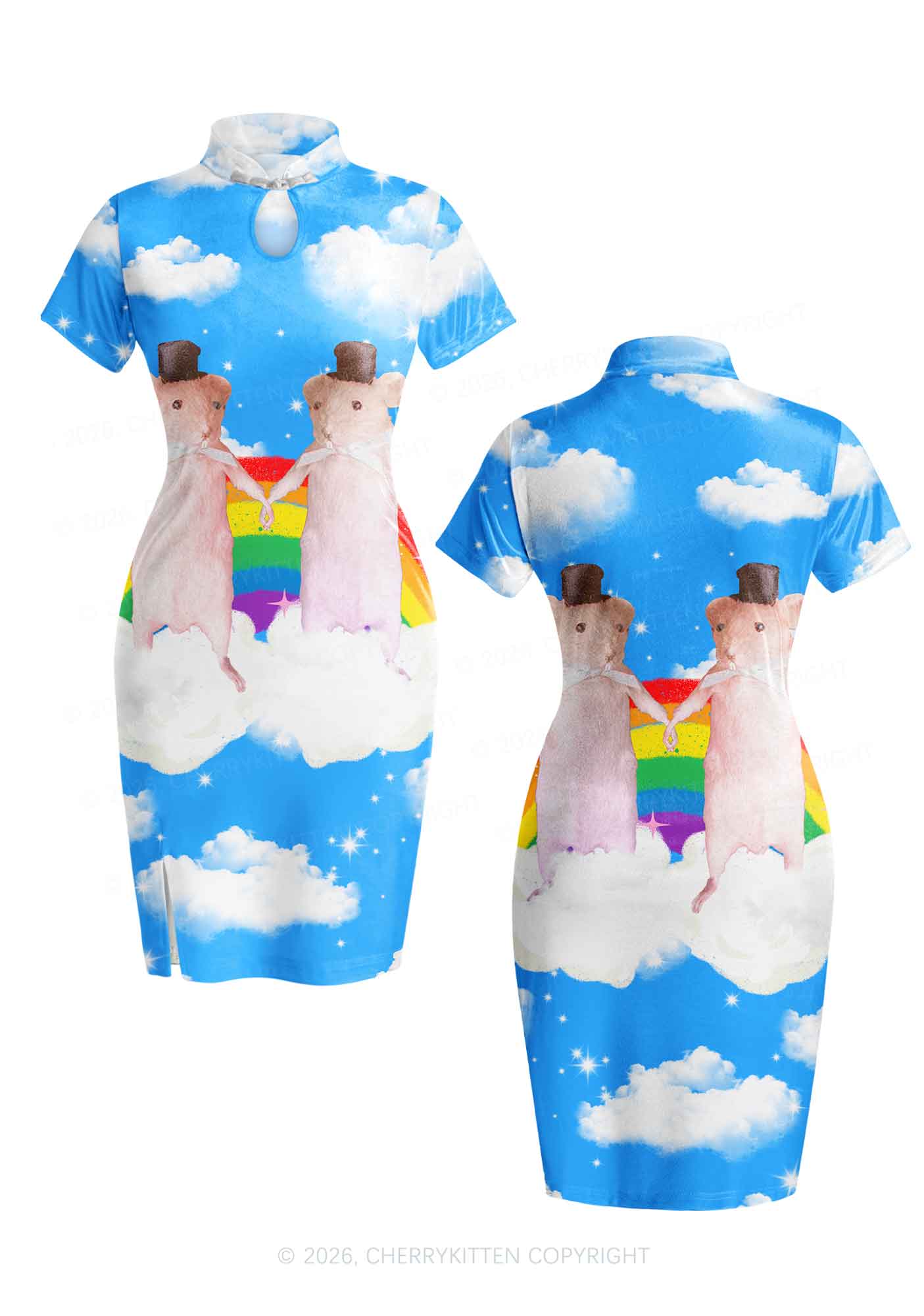 Gay Rats Pride Y2K Cheongsam Mini Dress Cherrykitten