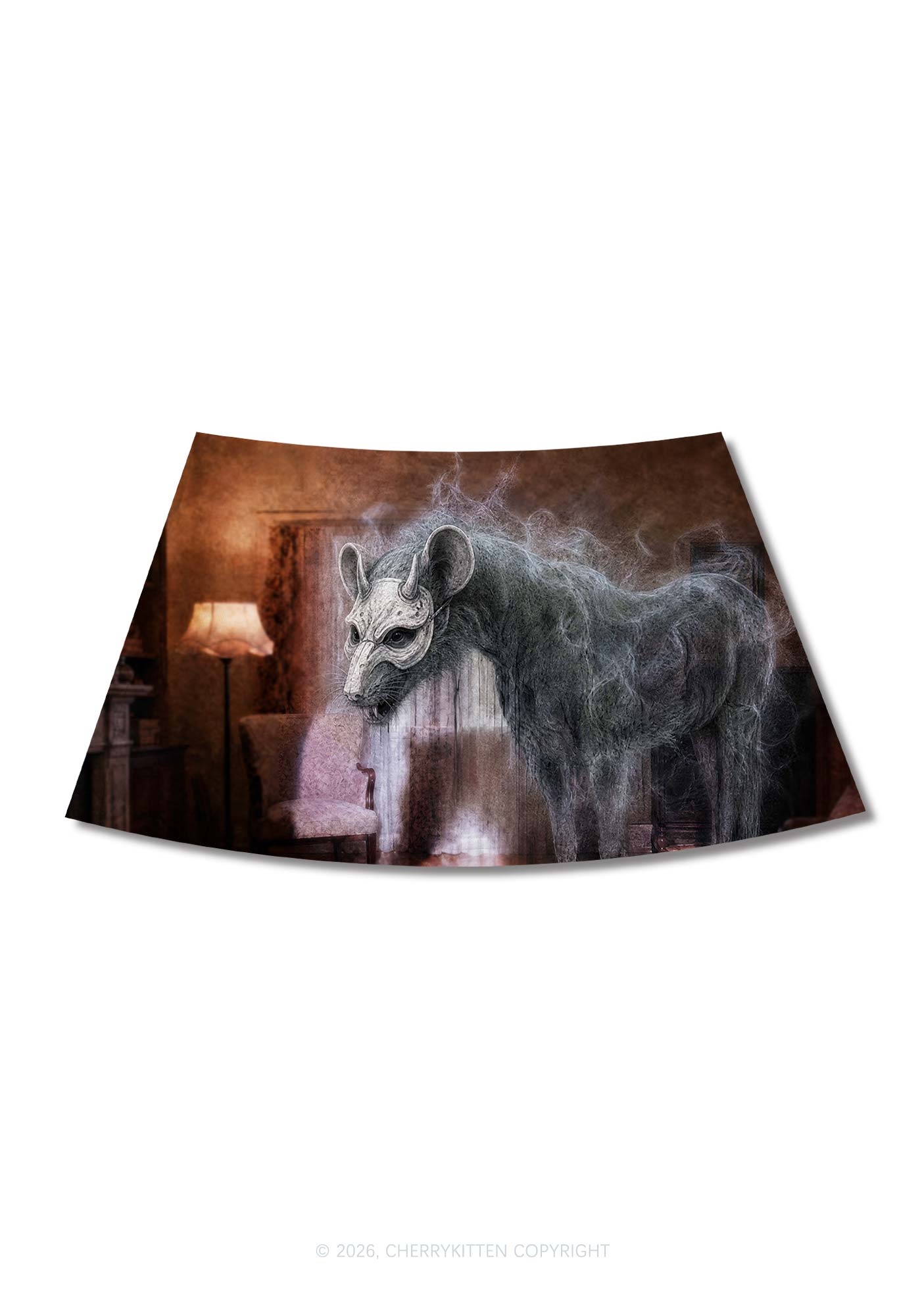 Halloween Masked Monster Y2K Print Mini Skirt Cherrykitten