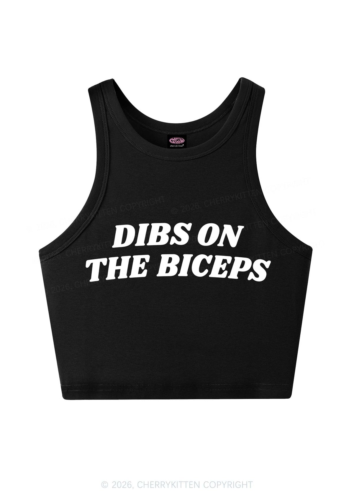 Dibs On The Biceps Y2K Crop Tank Top Cherrykitten
