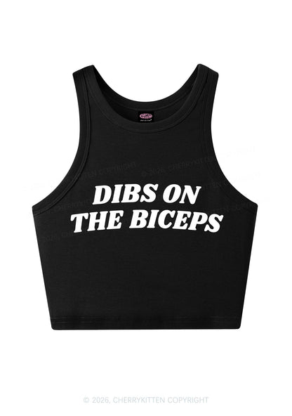 Dibs On The Biceps Y2K Crop Tank Top Cherrykitten