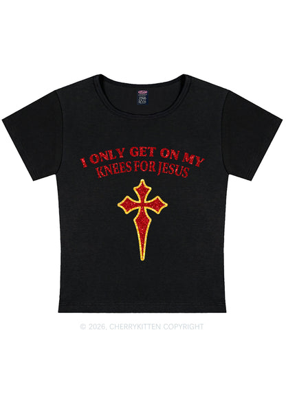 Glitter Get On My Knees For Jesus Y2K Baby Tee Cherrykitten