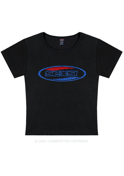 Glitter Sexsi Slogan Y2K Baby Tee Cherrykitten