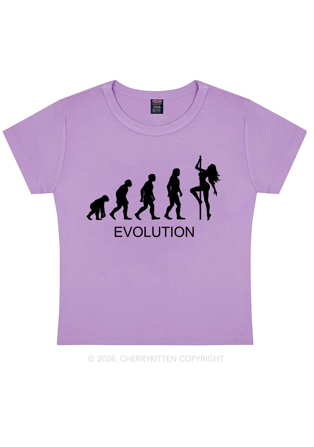 Evolution Pole Dancer Silhouette Y2K Baby Tee Cherrykitten