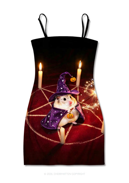 Halloween Wizard Hamster Y2K Print Slip Dress Cherrykitten