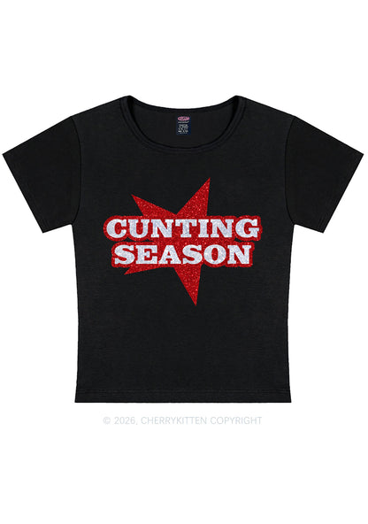 Glitter Cxxting Season Y2K Baby Tee Cherrykitten