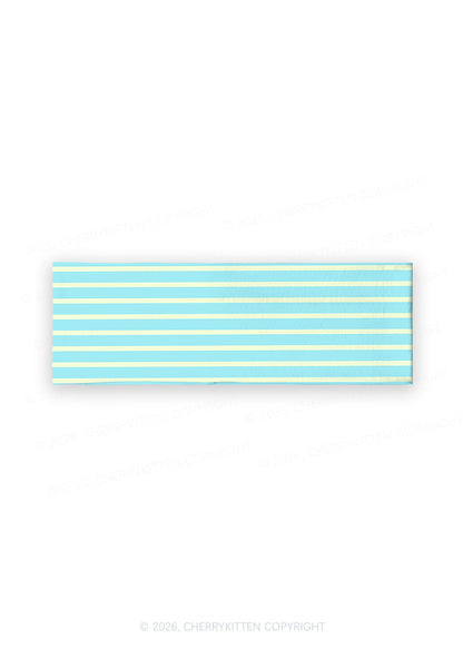Mint Yellow Stripes Y2K Print Headband Cherrykitten