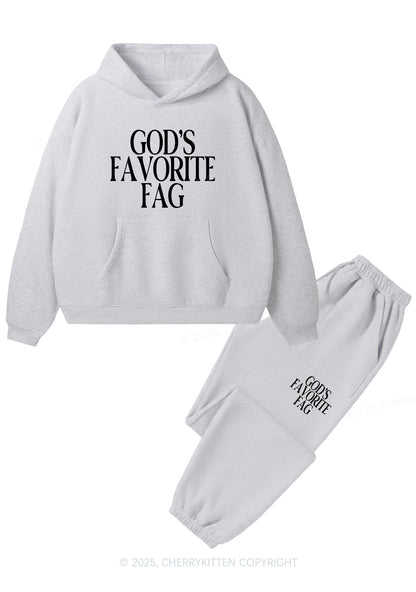 Gods Favorite Fag Pride Y2K Fleece Hoodie Set Cherrykitten