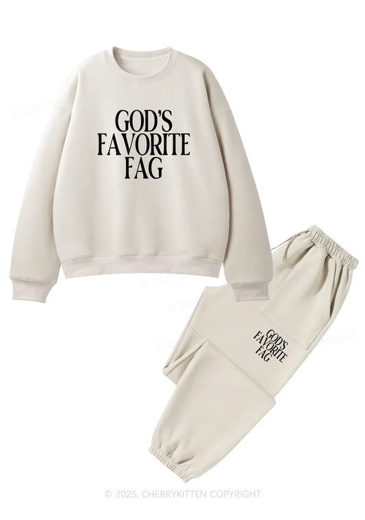 Gods Favorite Fag Pride Y2K Fleece Sweatshirts Set Cherrykitten