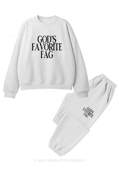 Gods Favorite Fag Pride Y2K Fleece Sweatshirts Set Cherrykitten