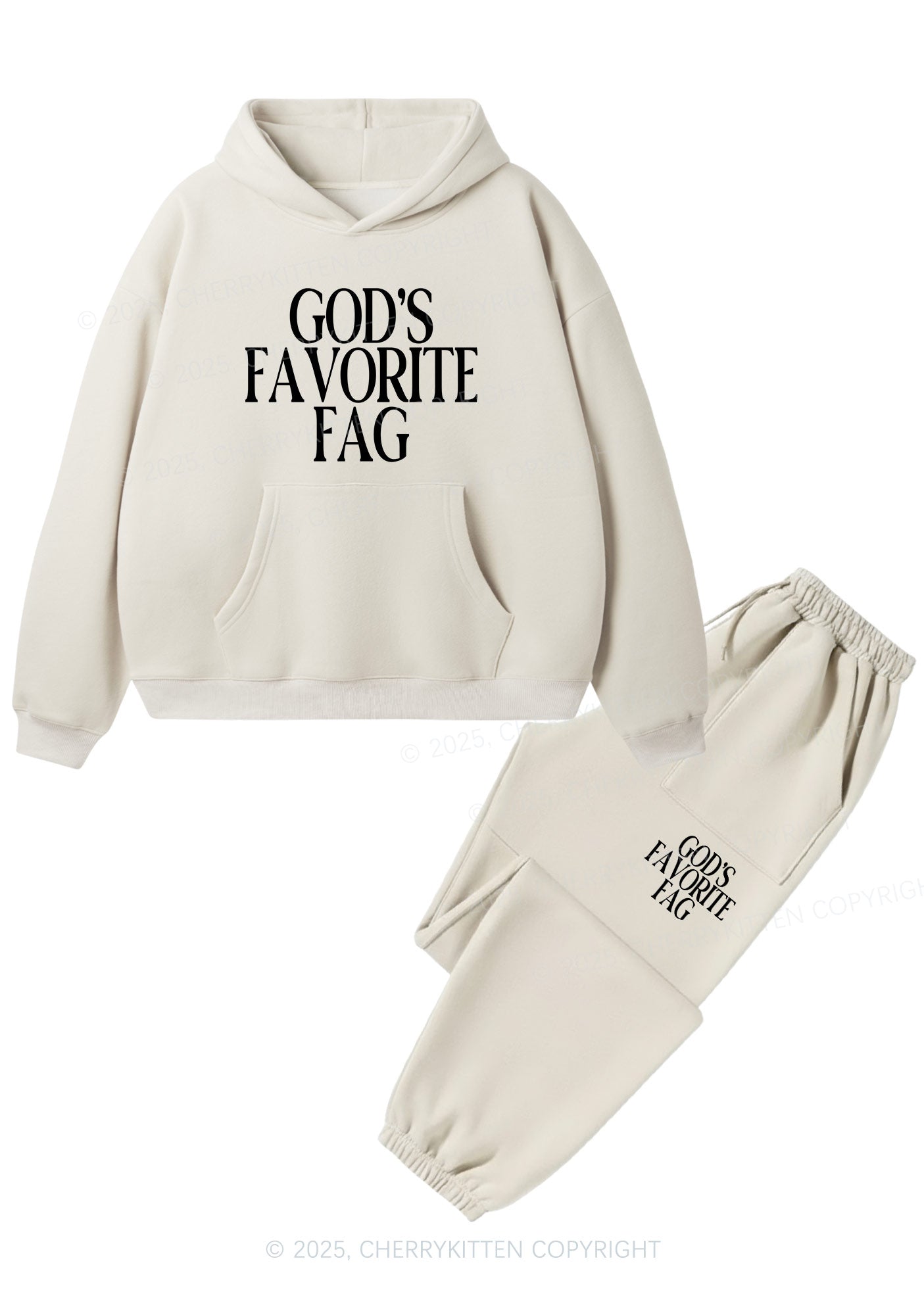 Gods Favorite Fag Pride Y2K Fleece Hoodie Set Cherrykitten
