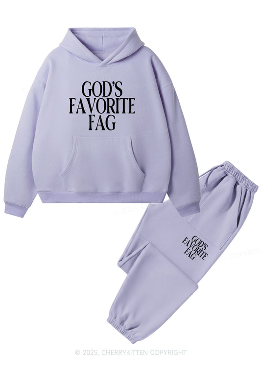 Gods Favorite Fag Pride Y2K Fleece Hoodie Set Cherrykitten