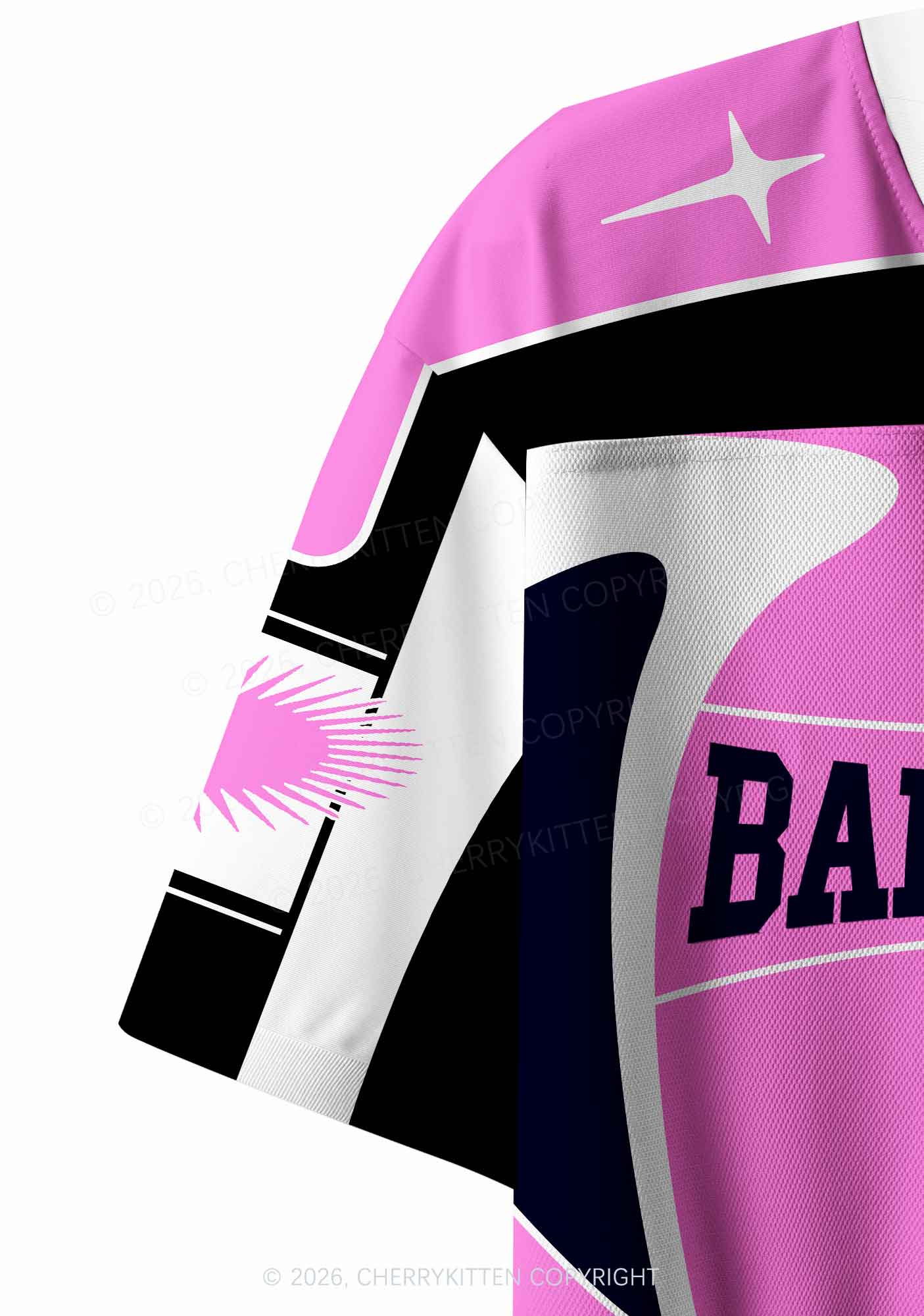 Hot Pink Korean Boys Y2K Crop Sport Jersey Shirts Cherrykitten