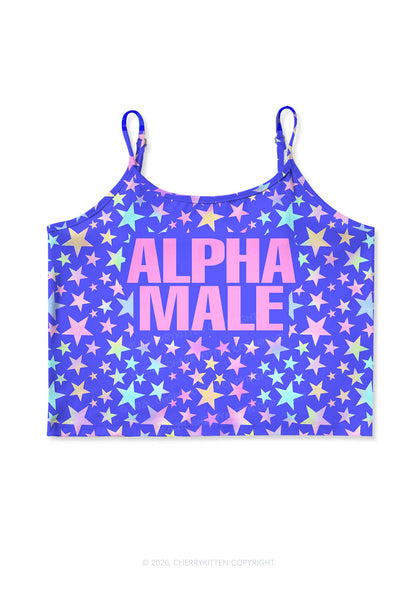 Purple Alpha Male Y2K Print Cami Crop Top Cherrykitten
