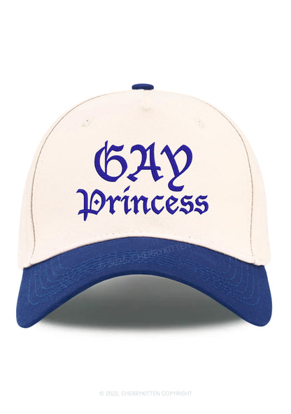 Embroidered Gay Princess Pride Y2K Color Block Baseball Cap Cherrykitten