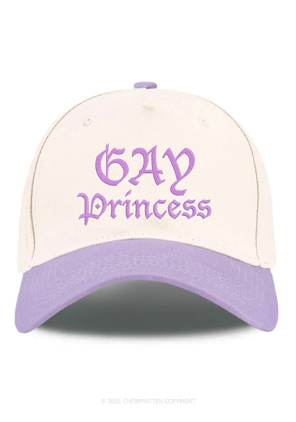 Embroidered Gay Princess Pride Y2K Color Block Baseball Cap Cherrykitten