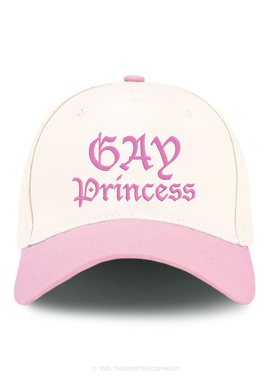 Embroidered Gay Princess Pride Y2K Color Block Baseball Cap Cherrykitten