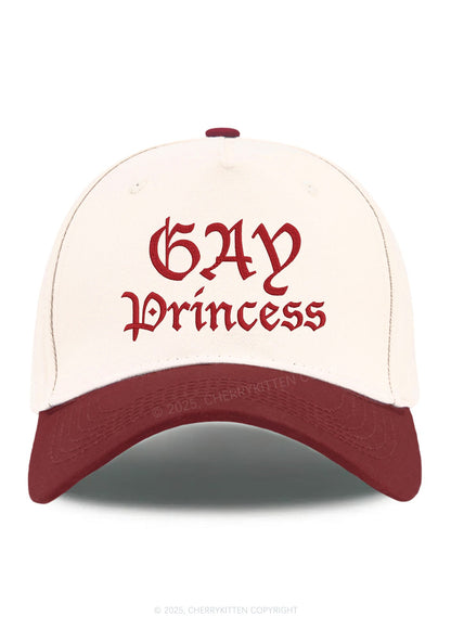 Embroidered Gay Princess Pride Y2K Color Block Baseball Cap Cherrykitten