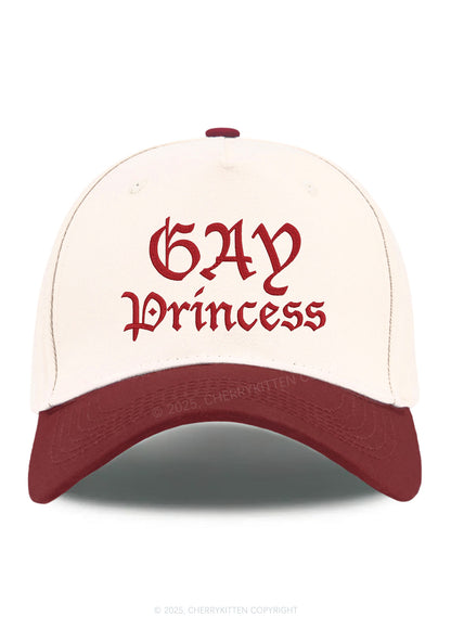 Embroidered Gay Princess Pride Y2K Color Block Baseball Cap Cherrykitten