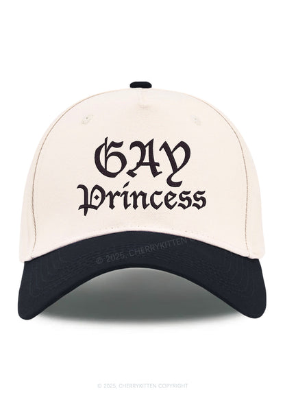 Embroidered Gay Princess Pride Y2K Color Block Baseball Cap Cherrykitten