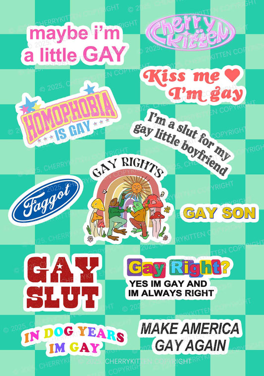 Cherrykitten Gay Art Y2K Stickers Pack Of 11
