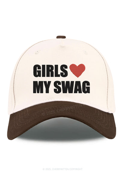 Embroidered Girls Love My Swag Pride Y2K Color Block Baseball Cap Cherrykitten