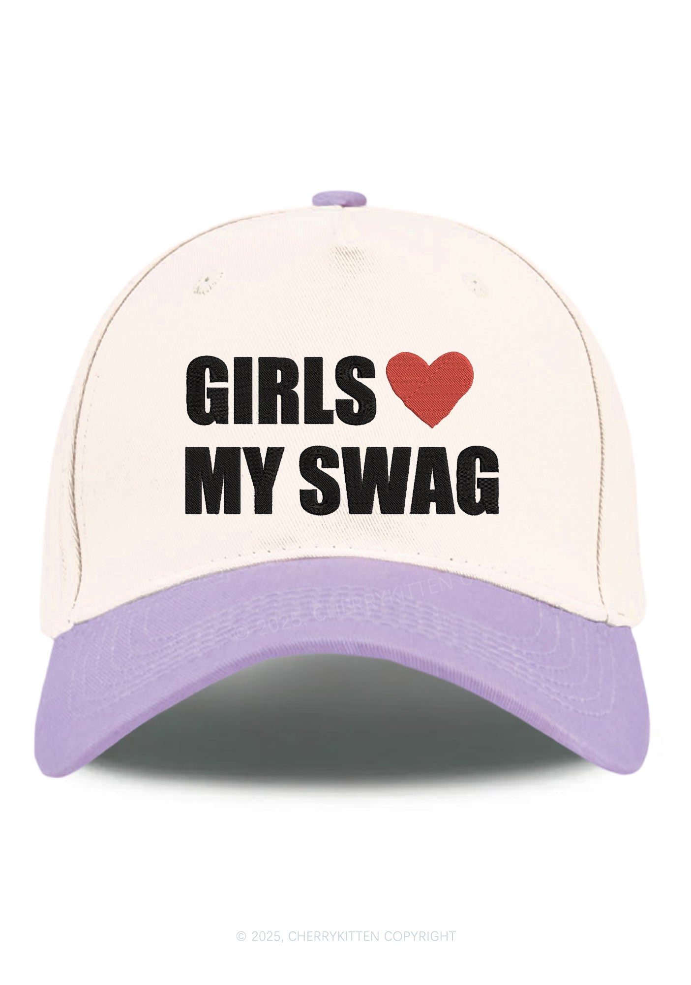 Embroidered Girls Love My Swag Pride Y2K Color Block Baseball Cap Cherrykitten