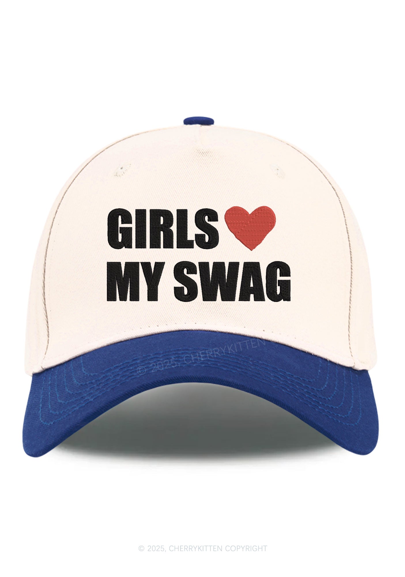 Embroidered Girls Love My Swag Pride Y2K Color Block Baseball Cap Cherrykitten