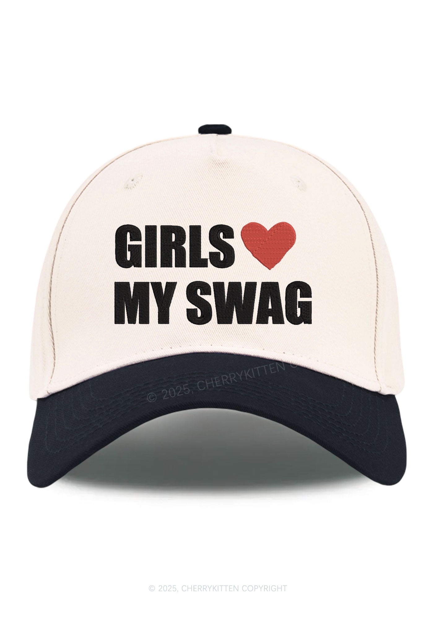 Embroidered Girls Love My Swag Pride Y2K Color Block Baseball Cap Cherrykitten