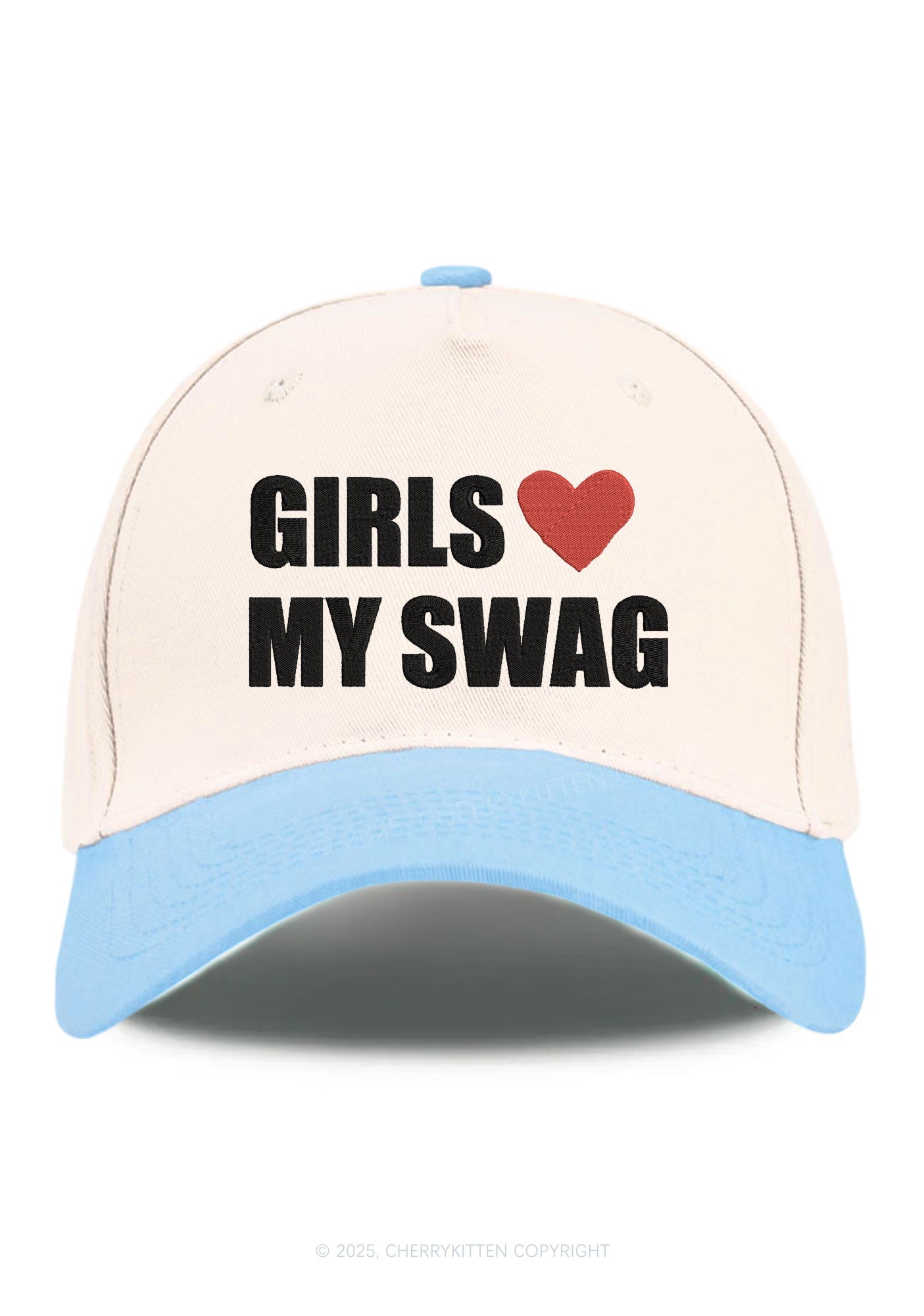 Embroidered Girls Love My Swag Pride Y2K Color Block Baseball Cap Cherrykitten