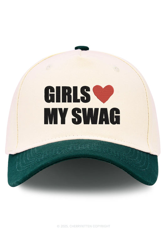 Embroidered Girls Love My Swag Pride Y2K Color Block Baseball Cap Cherrykitten