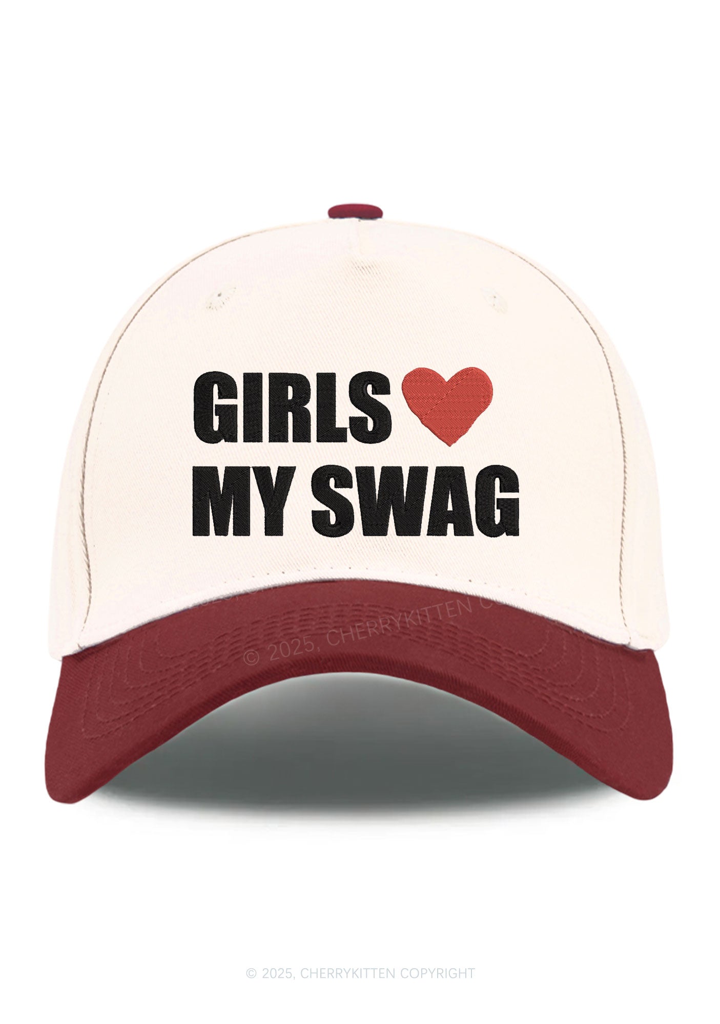 Embroidered Girls Love My Swag Pride Y2K Color Block Baseball Cap Cherrykitten