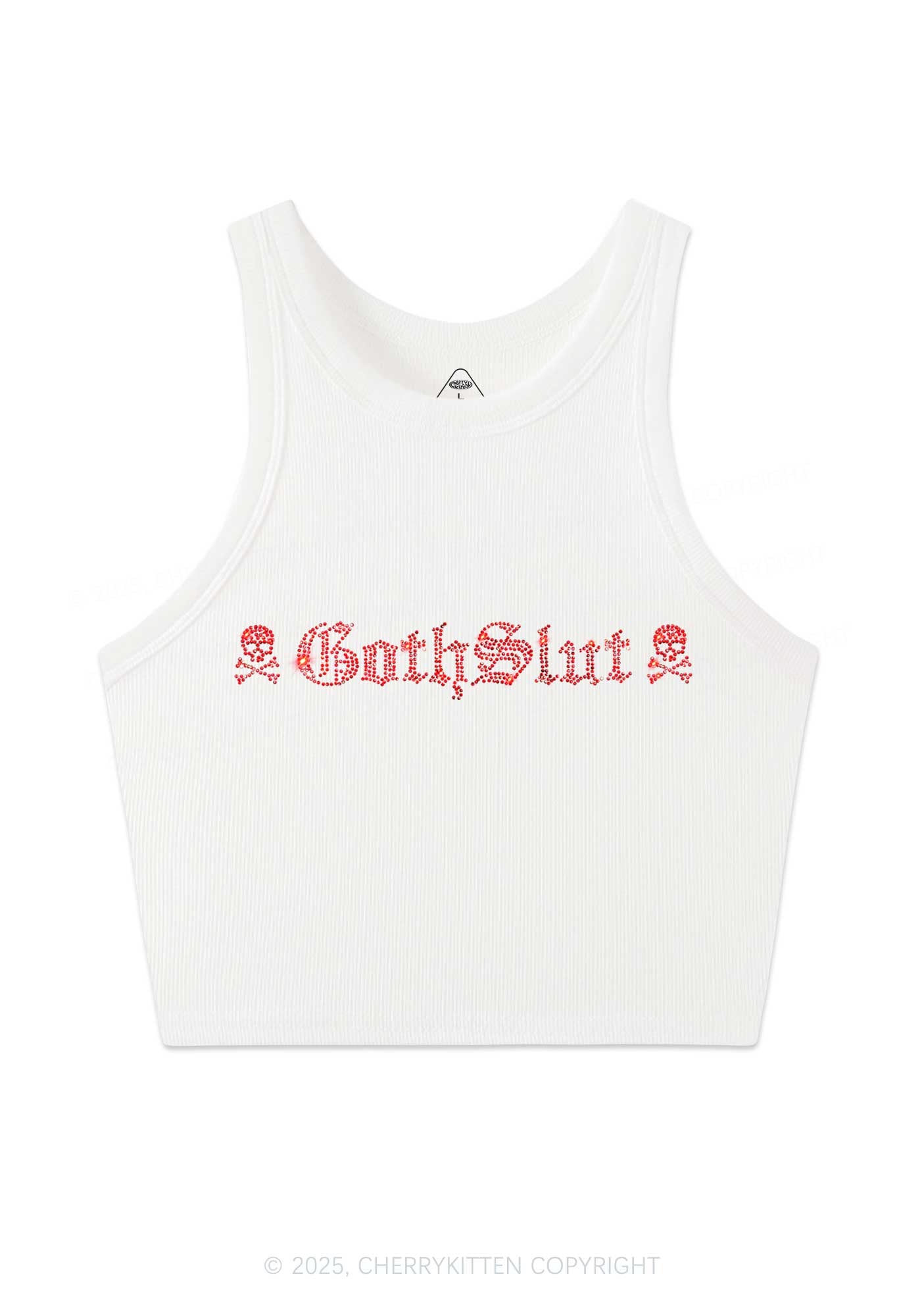 Rhinestone Gothslxt Y2K Crop Tank Top Cherrykitten