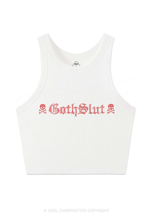 Rhinestone Gothslxt Y2K Crop Tank Top Cherrykitten