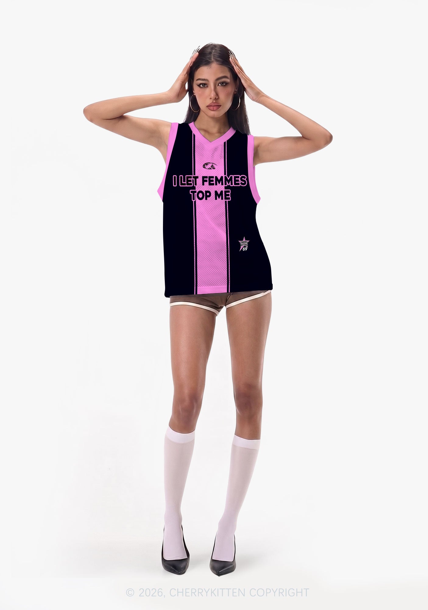 Pink Flame Star Femmes Top Me Pride Y2K Sport Jersey Tank Cherrykitten