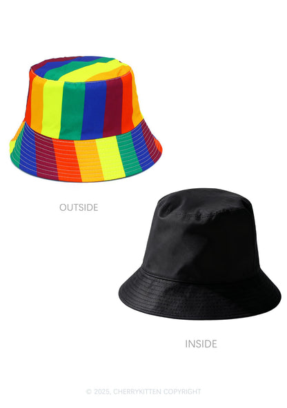 Rainbow Stripes Double Side Wear Pride Y2K Bucket Hat Cherrykitten