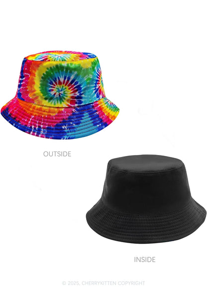 Tie Dye Rainbow Print Double Side Wear Pride Y2K Bucket Hat Cherrykitten