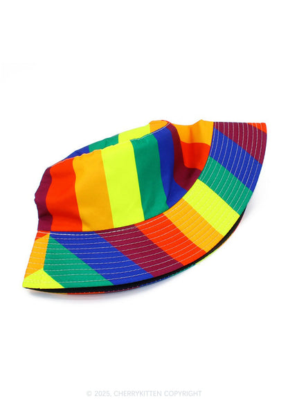 Rainbow Stripes Double Side Wear Pride Y2K Bucket Hat Cherrykitten
