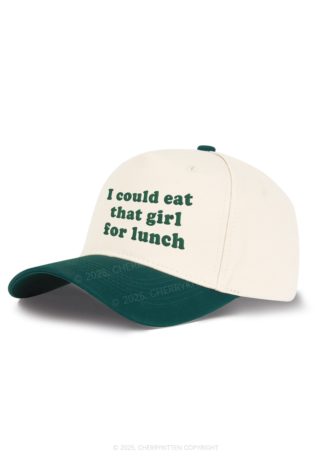 Embroidered Eat That Girl For Lunch  Pride Y2K Color Block Baseball Cap Cherrykitten