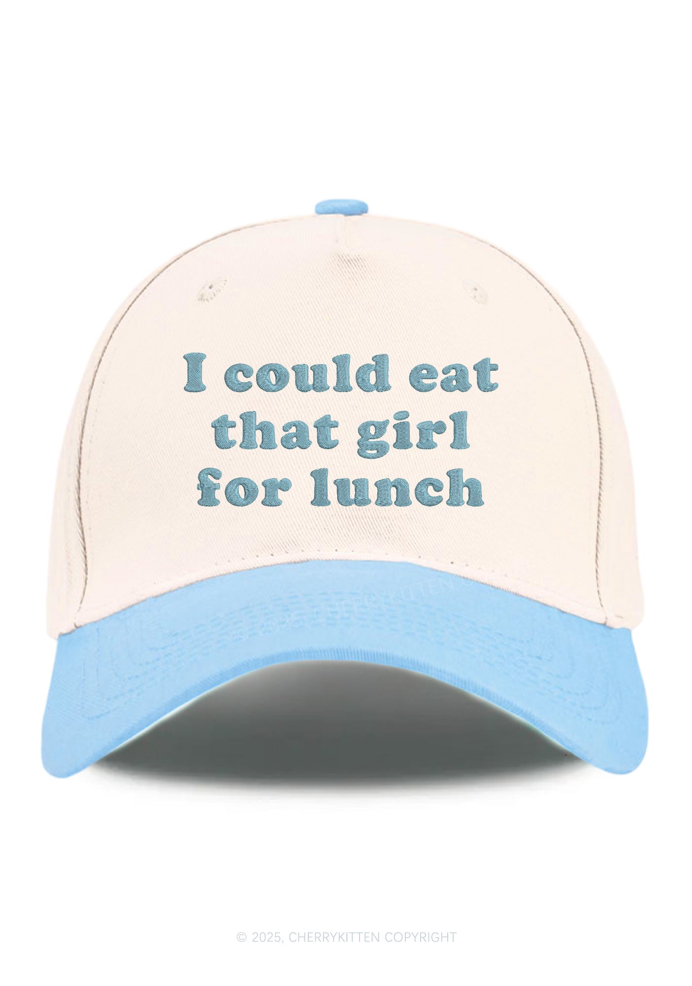 Embroidered Eat That Girl For Lunch  Pride Y2K Color Block Baseball Cap Cherrykitten