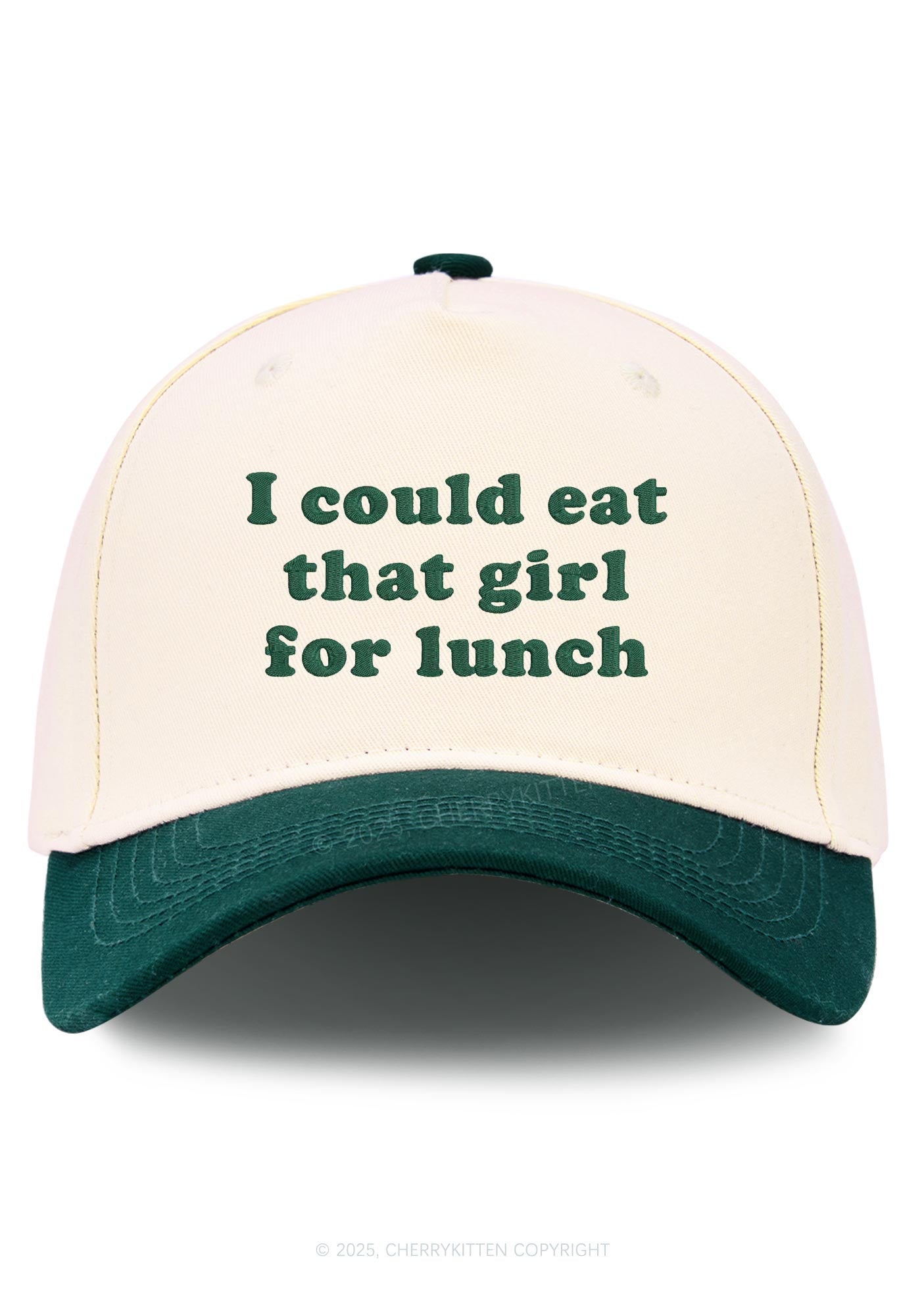 Embroidered Eat That Girl For Lunch  Pride Y2K Color Block Baseball Cap Cherrykitten